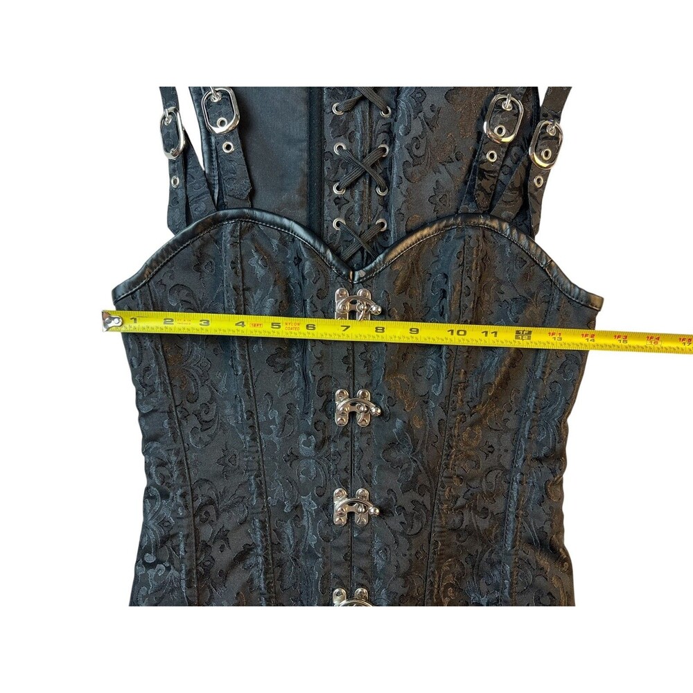 Black Jacquard Bustier Corset Top  Size M  Steampunk Renaissance Biker Gothic - Picture 7 of 13